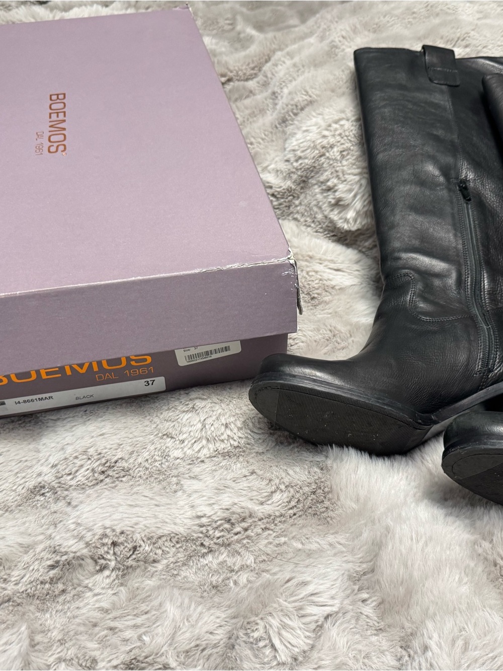 Boemos Made in Italy Black Leather Knee-High Heeled Boots – EU 37